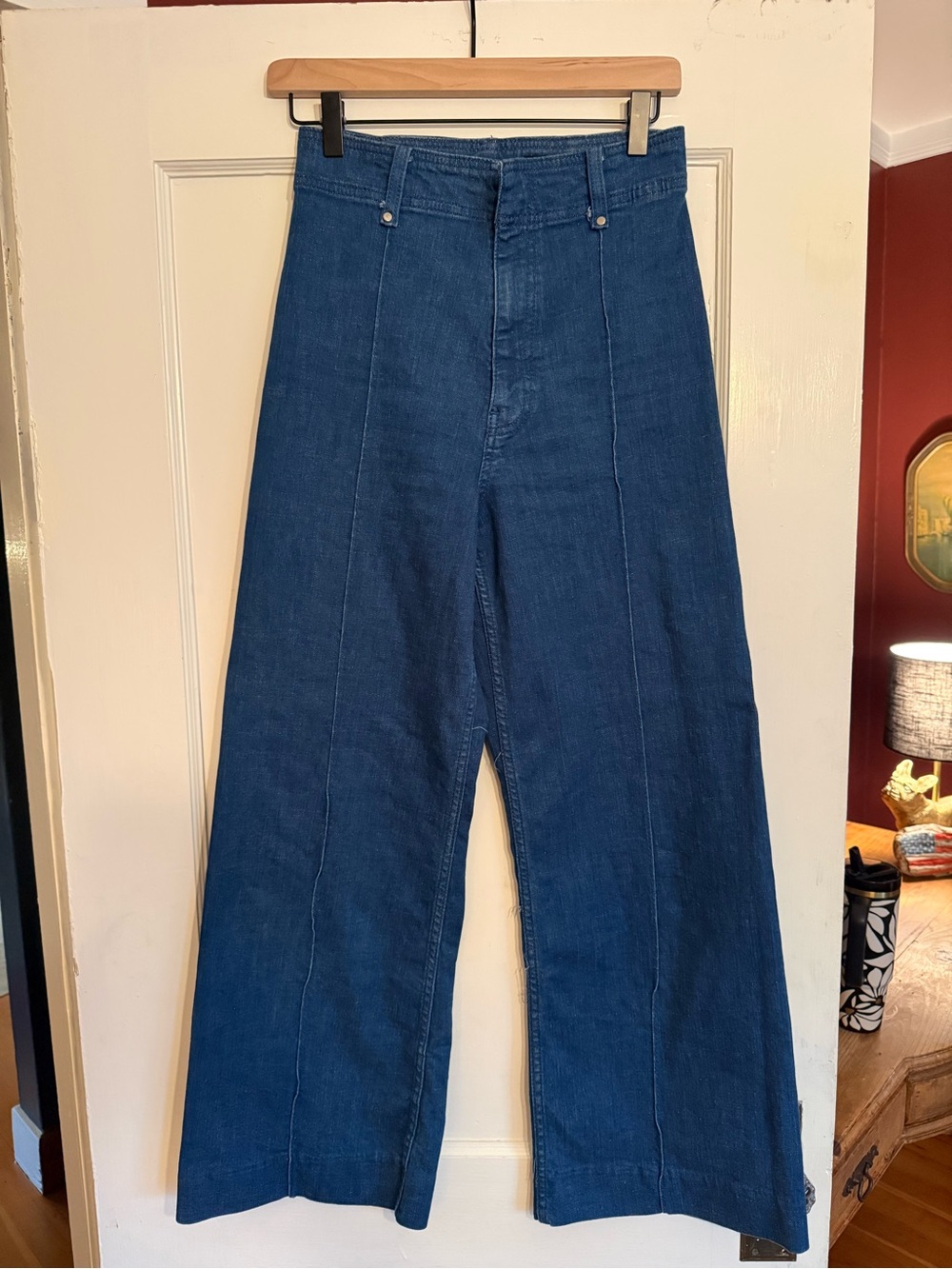 Zara Dark Blue Wide-Leg High-Rise Jeans